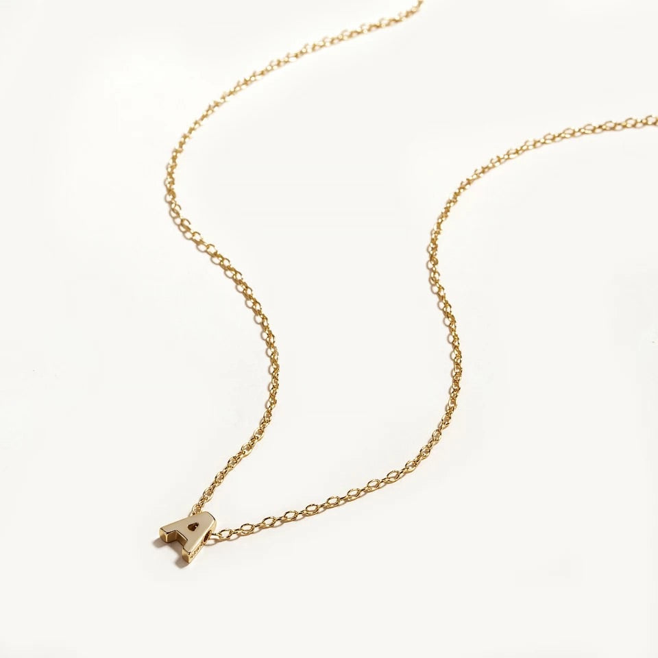 Tiny Initial Necklace | Customizable Stainless Steel Charm on Dainty Chain 6