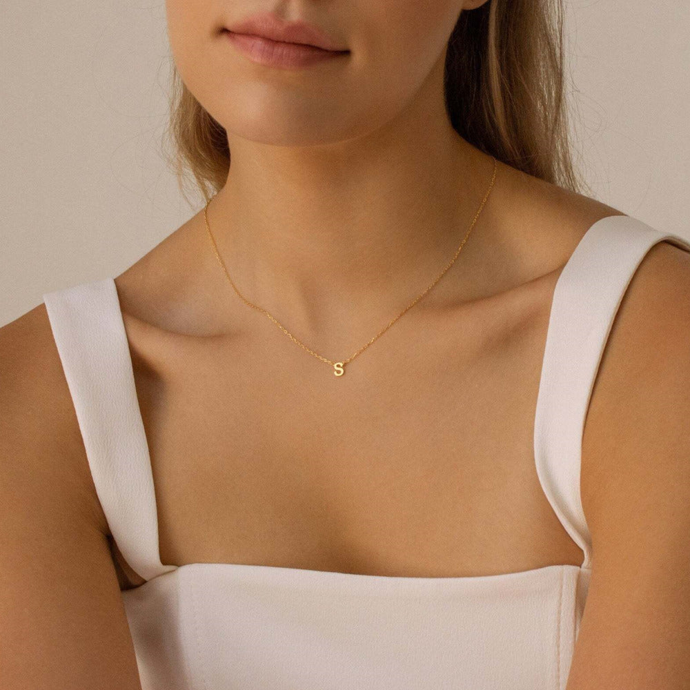 Tiny Initial Necklace | Customizable Stainless Steel Charm on Dainty Chain 7