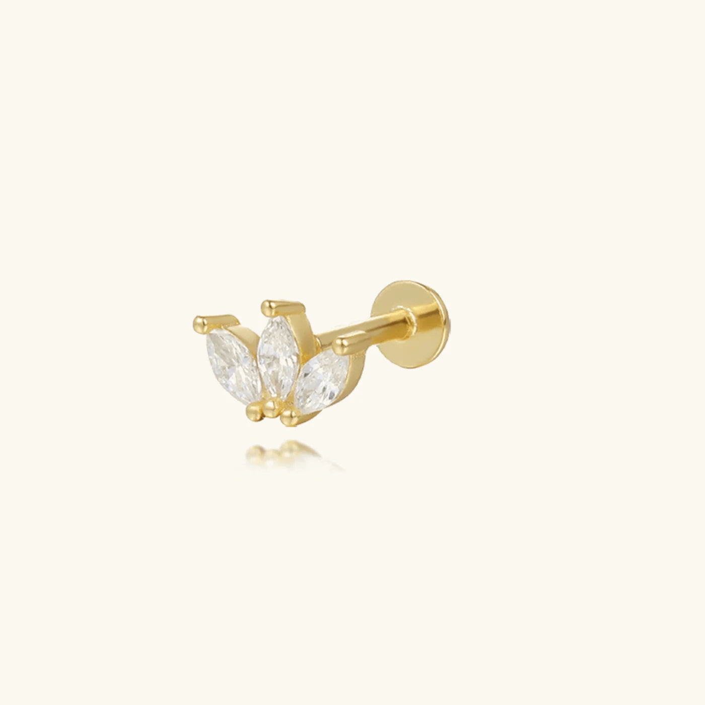 Trio Flat Back Diamond Studs | Nature-Inspired Petal Design with Hypoallergenic Comfort 0