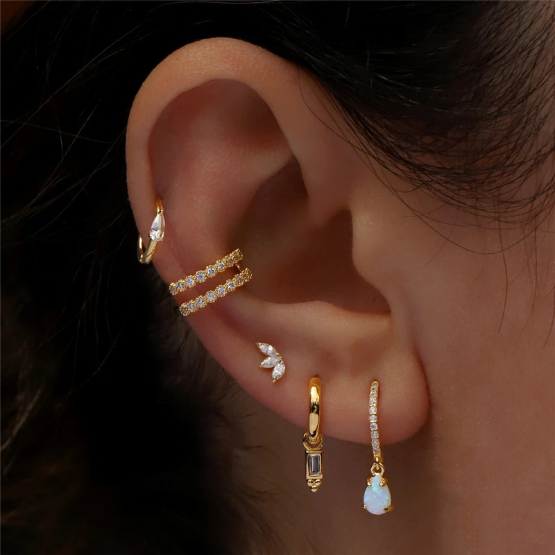 Trio Flat Back Diamond Studs | Nature-Inspired Petal Design with Hypoallergenic Comfort 1