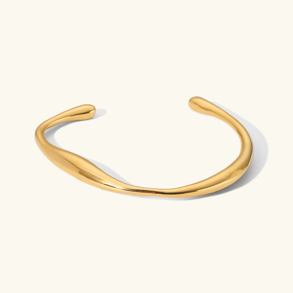 Twisted Gold Bangle | Hypoallergenic Stainless Steel-Plated 18k Gold 0
