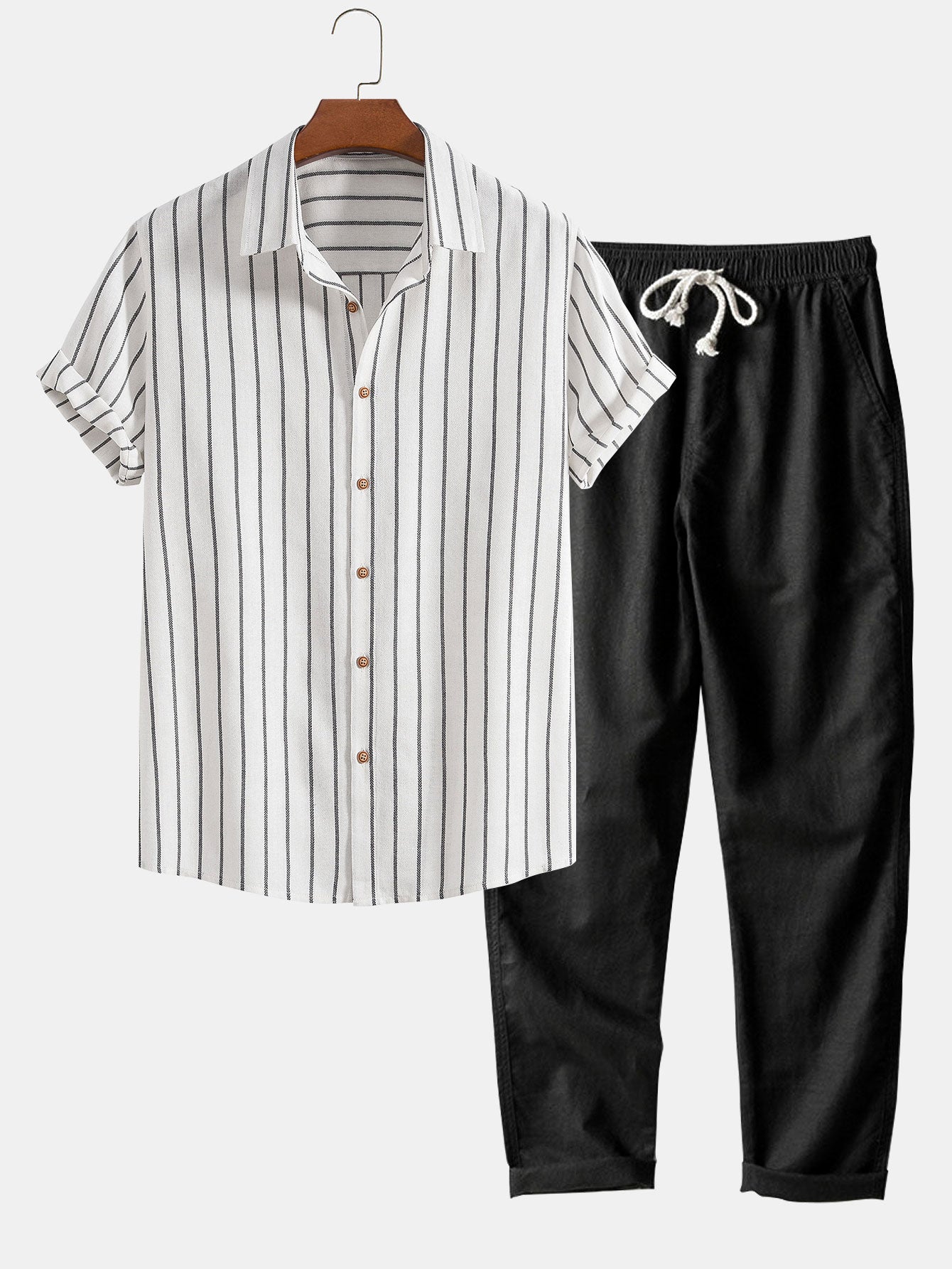 Two Piece Set | Stylish Striped Shirt with Drawstring Pants for Women 0