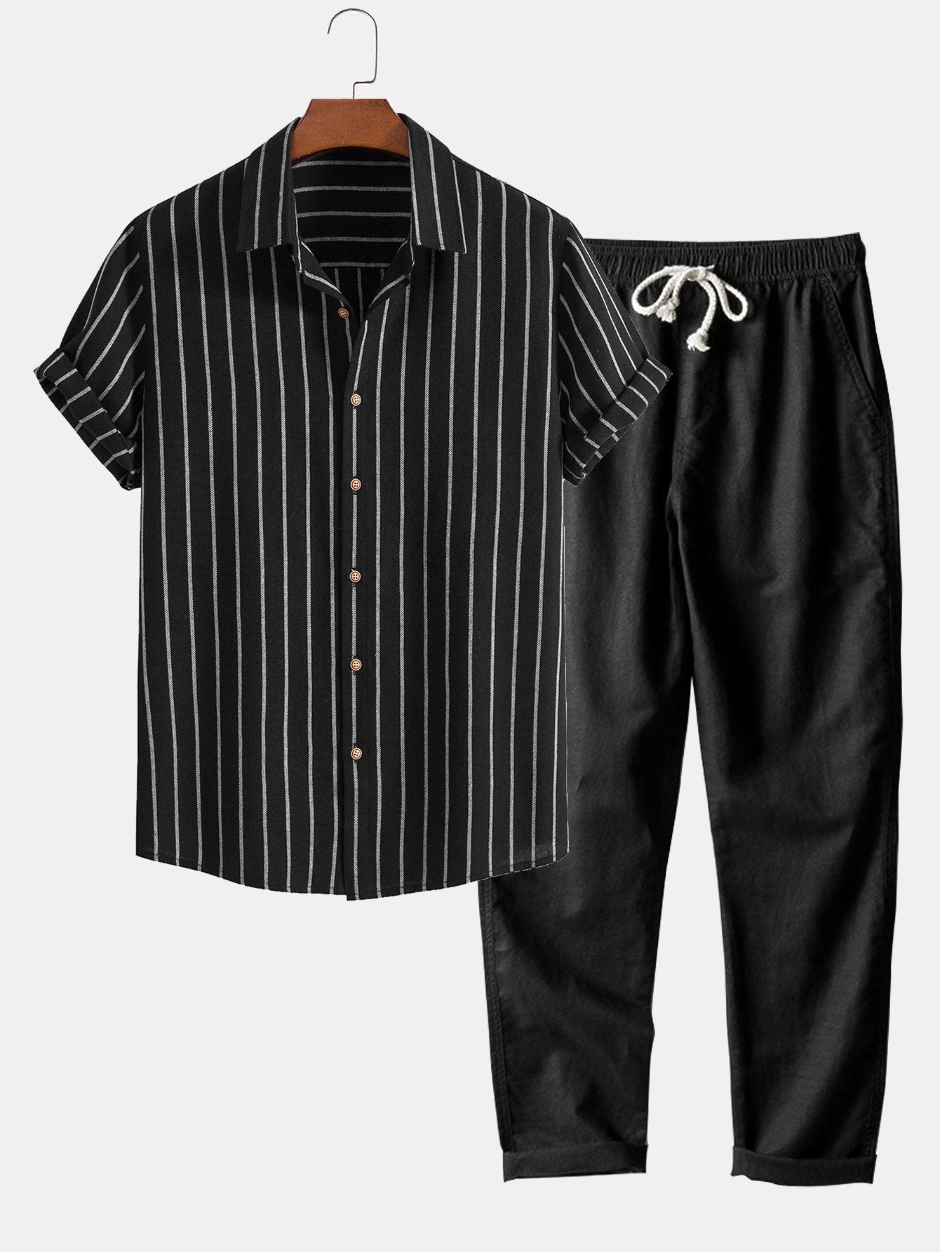 Two Piece Set | Stylish Striped Shirt with Drawstring Pants for Women 2