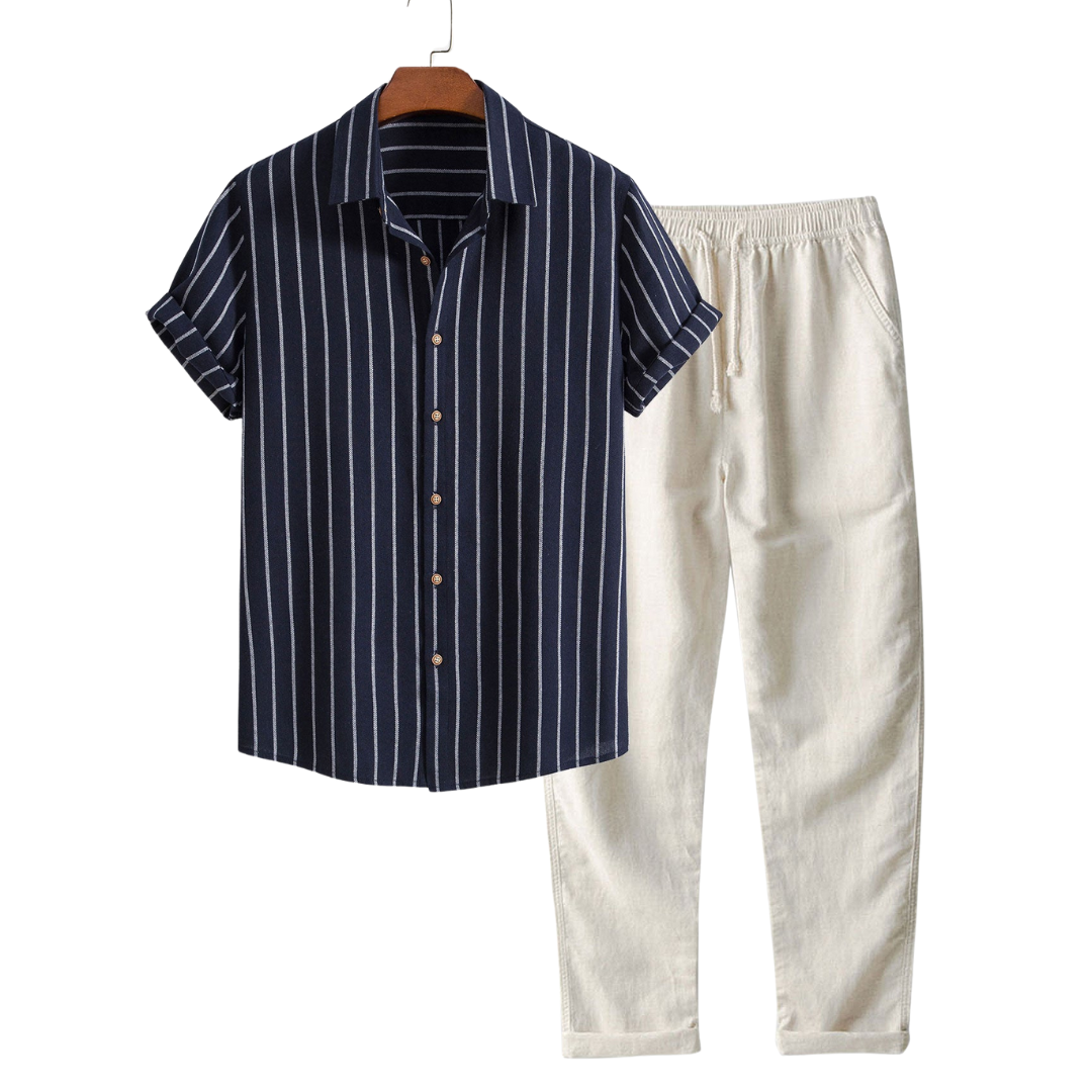 Two Piece Set | Stylish Striped Shirt with Drawstring Pants for Women 3