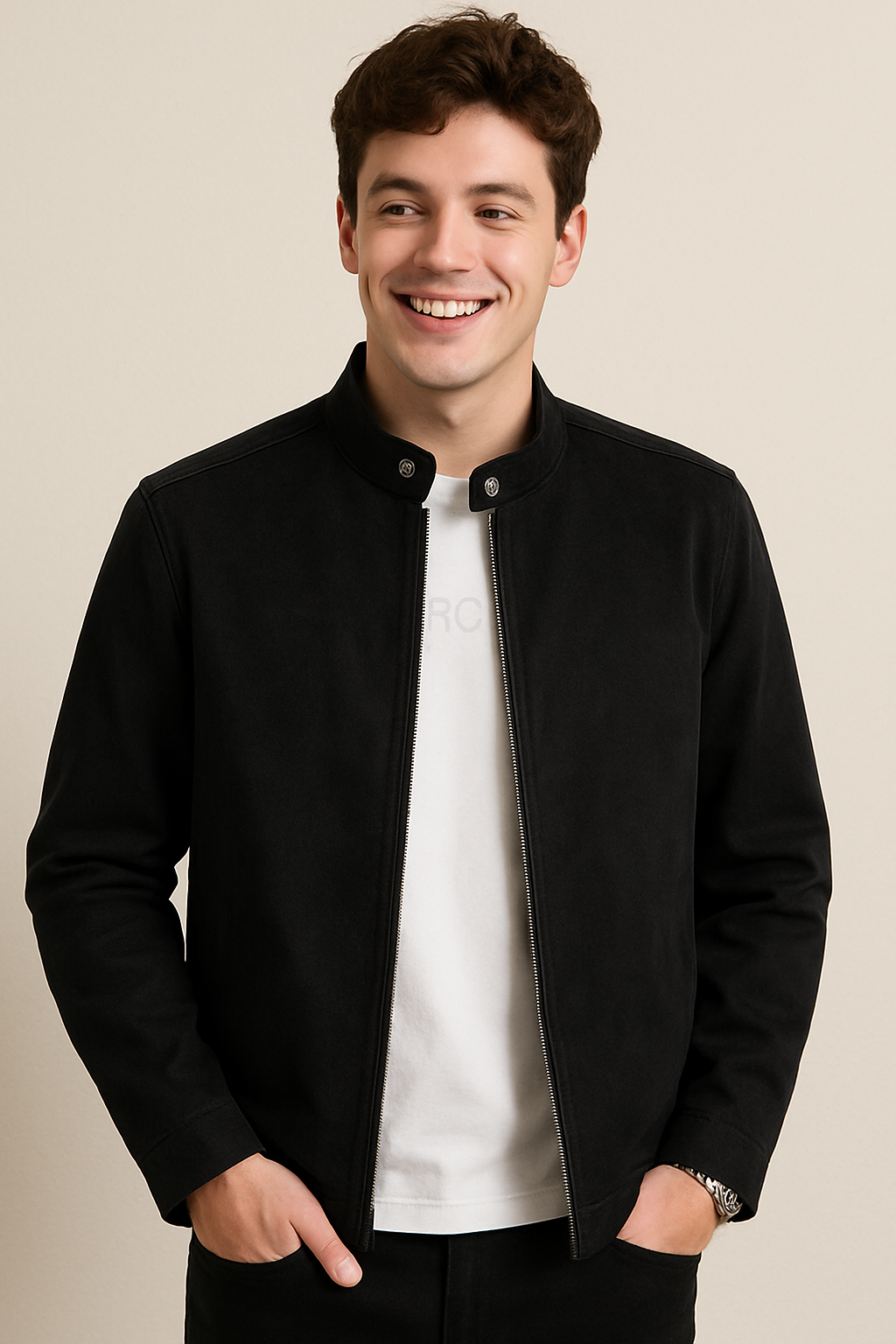 Urban Style Jacket | Soft Fabric with Stand Collar & Zipper Design 1
