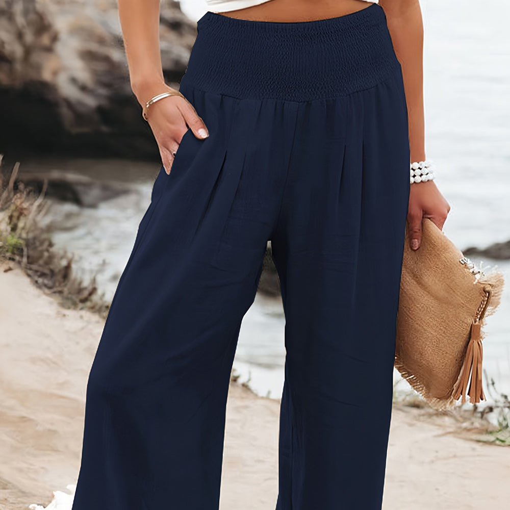 Women's Linen Trousers with Elastic Waistband for Summer Comfort 8