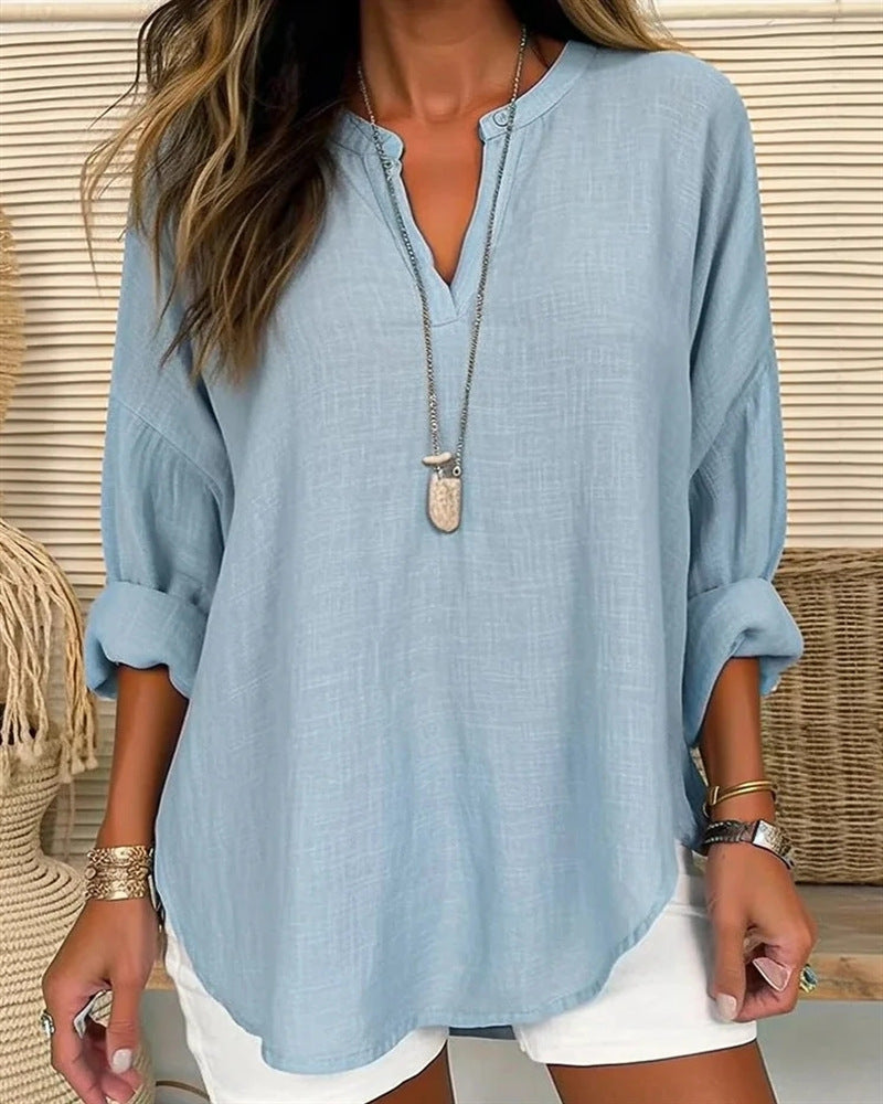 Women's Long Sleeve Shirt | Cotton Linen Blend 1