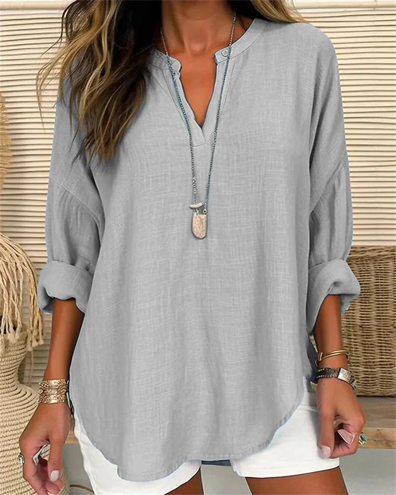 Women's Long Sleeve Shirt | Cotton Linen Blend 3