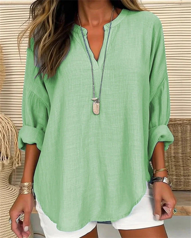 Women's Long Sleeve Shirt | Cotton Linen Blend 4