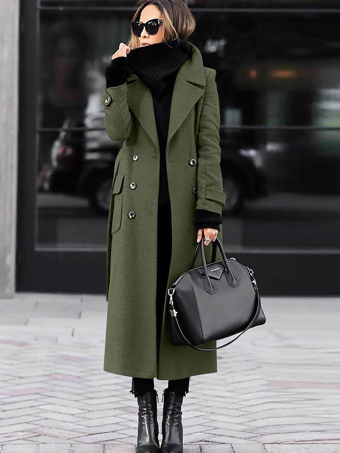 Women's Tailored Wool Coat | Double-Breasted Full Length for Elegance 4