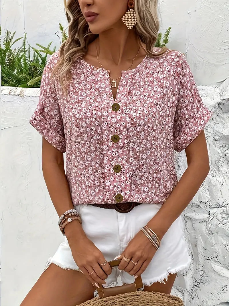 Womens Blouse | Floral Print Lightweight Flowing Summer Top 4