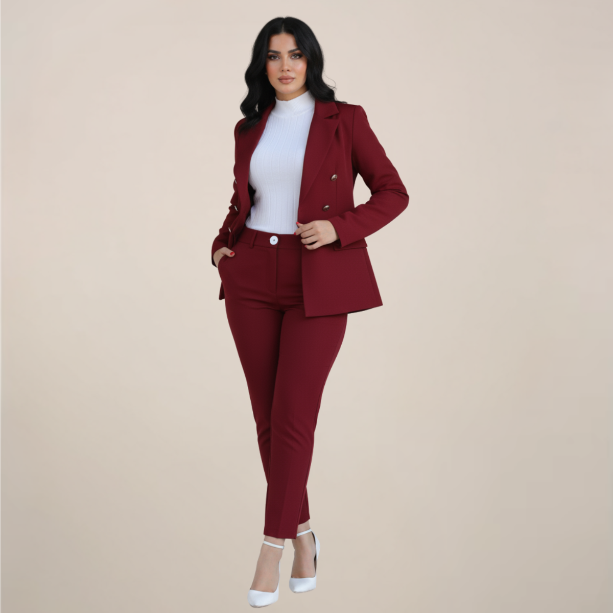 Tailored Women's Suit | Chic Blazer & Trouser Set - View 3