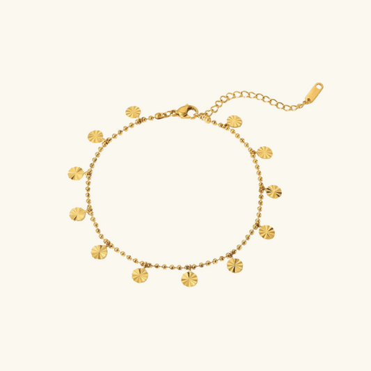 18k Gold Anklet | Waterproof PVD Processing with Petal Design 0