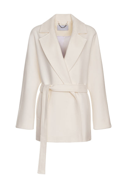 Astoria Midi Cashmere Wool Blend Coat in Ivory