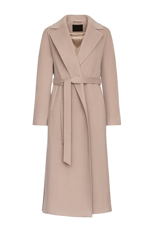 Cambridge Comfort Wraparound Wool Cashmere Coat in Nude