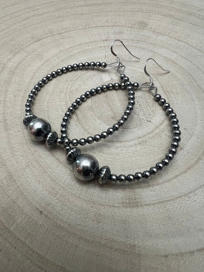 3 mm Sterling Silver Pearl Hoops with 10 mm - 2 inch drop