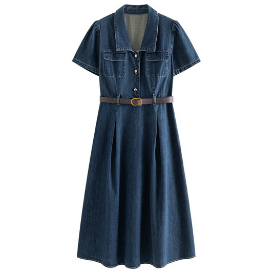 Denim Jurk met Korte Mouwen