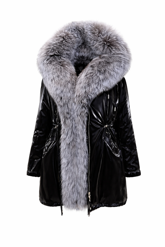 Genuine Silver Fox Fully Lined Hood Rabbit Insulated Parka