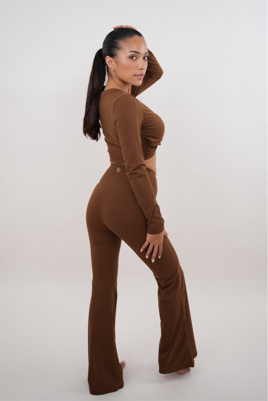 Legging Évasé Marron Extensible Je Suis Présente