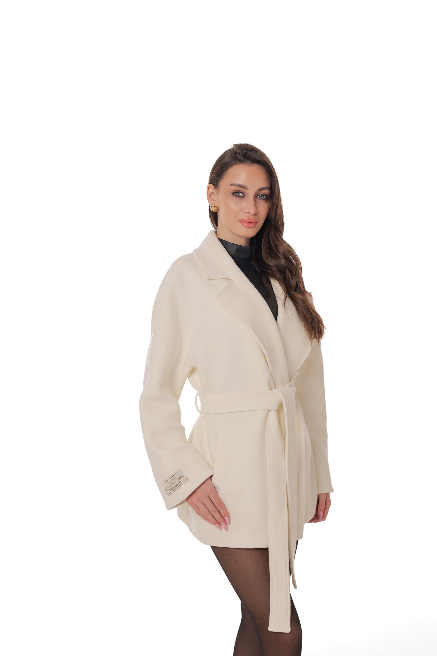 Astoria Midi Cashmere Wool Blend Coat in Ivory