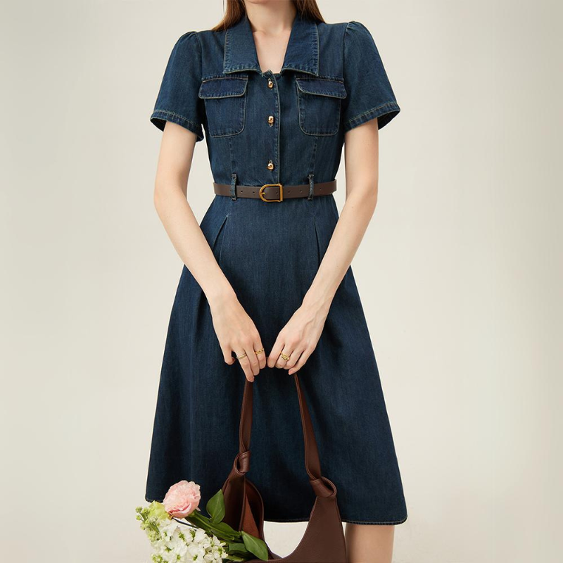Short Sleeve Denim Dress