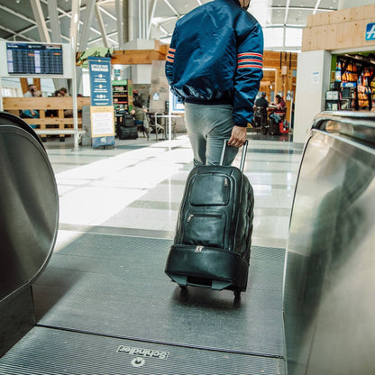 Zwarte leren trolleytas set