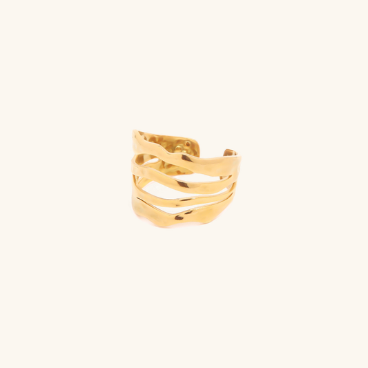 Adjustable Open-Ended Gold Ring | High-Quality Stainless Steel with 18k Gold Plating 0