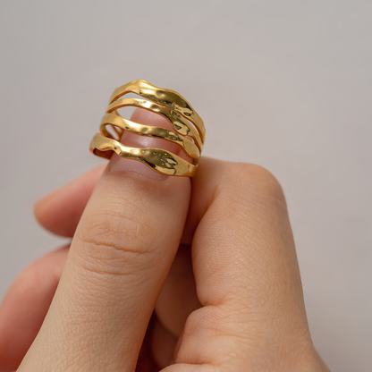 Adjustable Open-Ended Gold Ring | High-Quality Stainless Steel with 18k Gold Plating 2