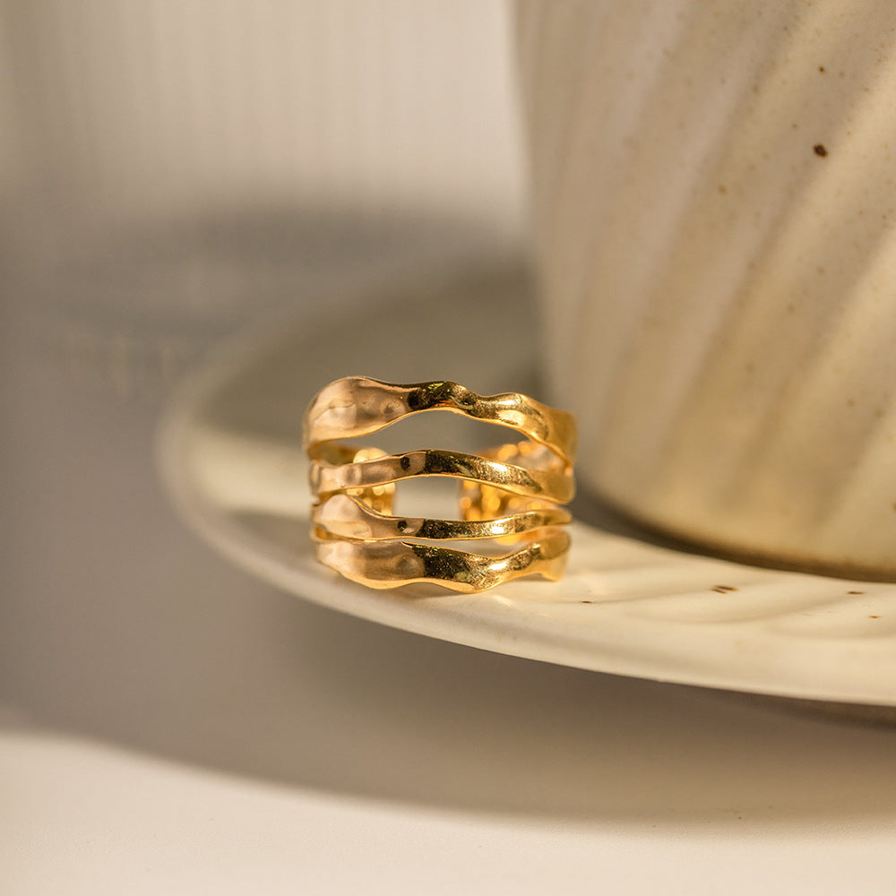 Adjustable Open-Ended Gold Ring | High-Quality Stainless Steel with 18k Gold Plating 5