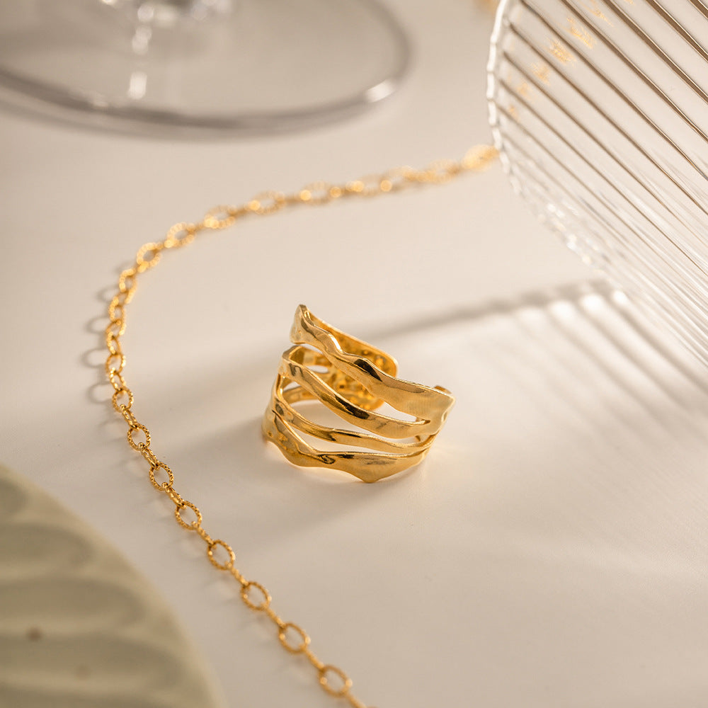 Adjustable Open-Ended Gold Ring | High-Quality Stainless Steel with 18k Gold Plating 6
