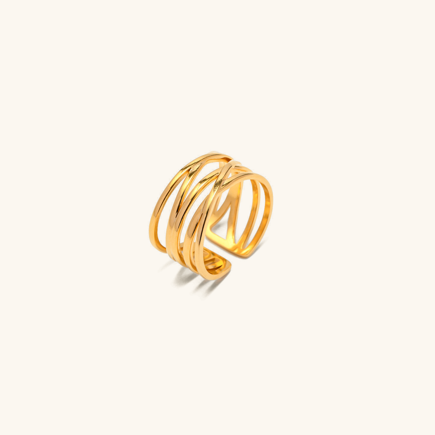 Adjustable River Gold Ring | 18k Gold Plated, Hypoallergenic Design 0