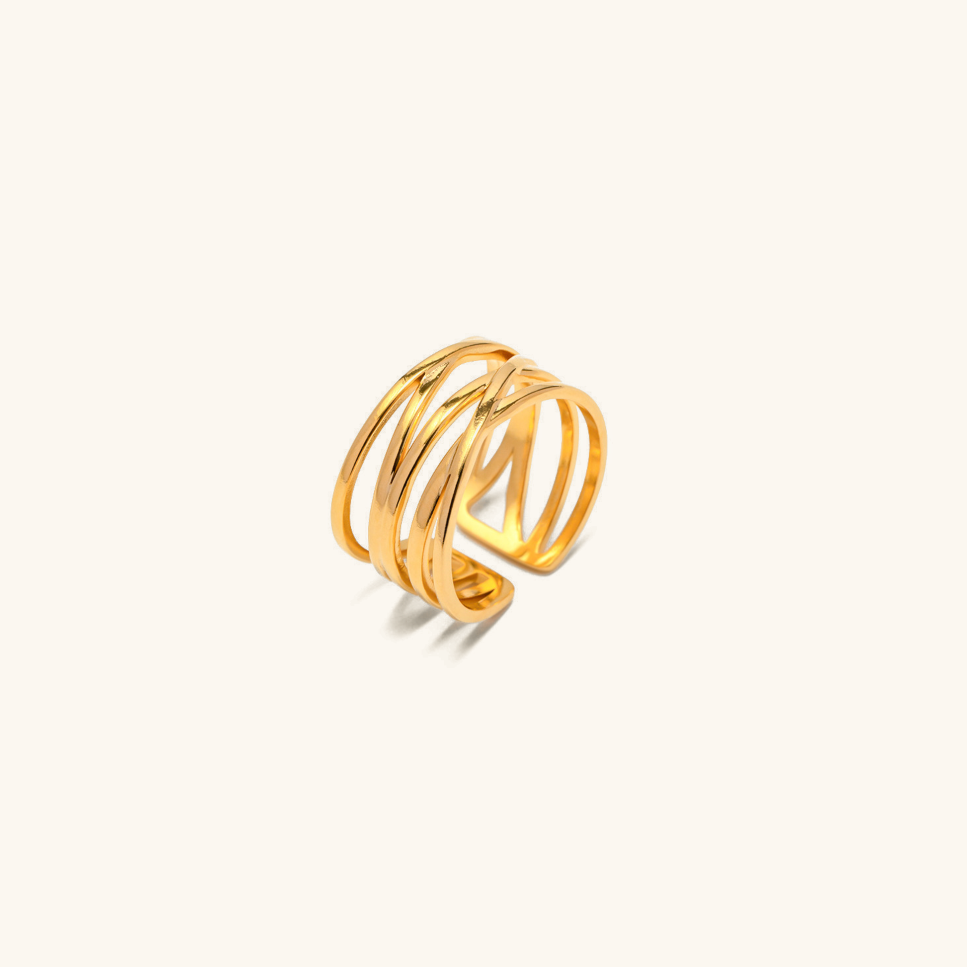 Adjustable River Gold Ring | 18k Gold Plated, Hypoallergenic Design 0