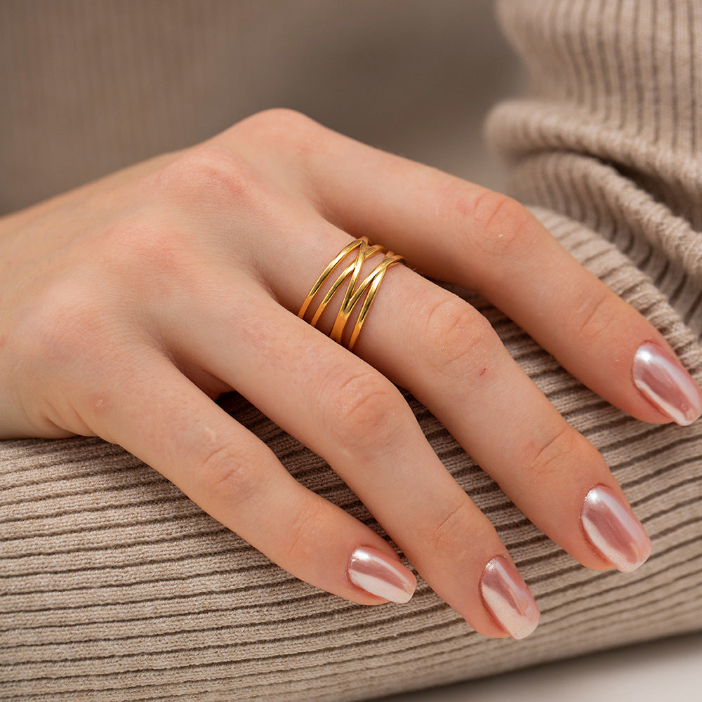 Adjustable River Gold Ring | 18k Gold Plated, Hypoallergenic Design 4