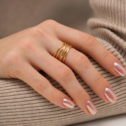 Adjustable River Gold Ring | 18k Gold Plated, Hypoallergenic Design 4
