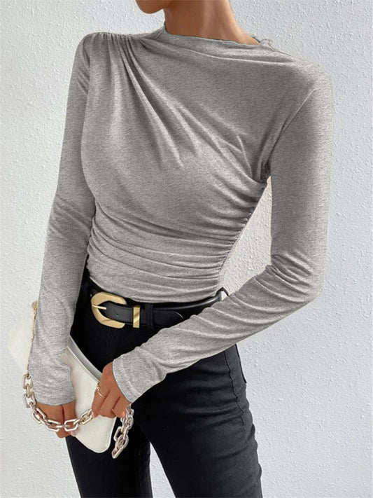 Asymmetric Draped Long Sleeve Shirt 0