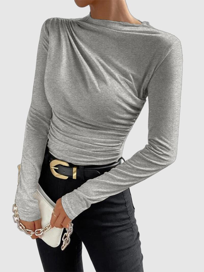 Asymmetric Draped Long Sleeve Shirt 1
