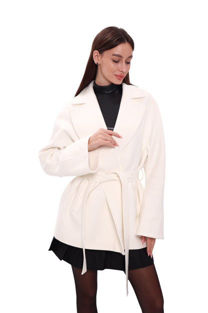 Astoria Midi Cashmere Wool Blend Coat in Ivory