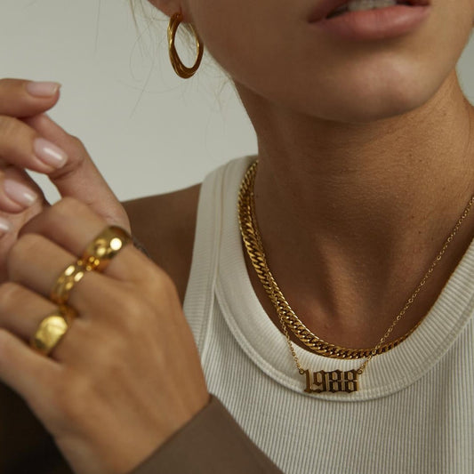 Birth Year Necklace | Dainty Gold Layering Design with Adjustable Length 0
