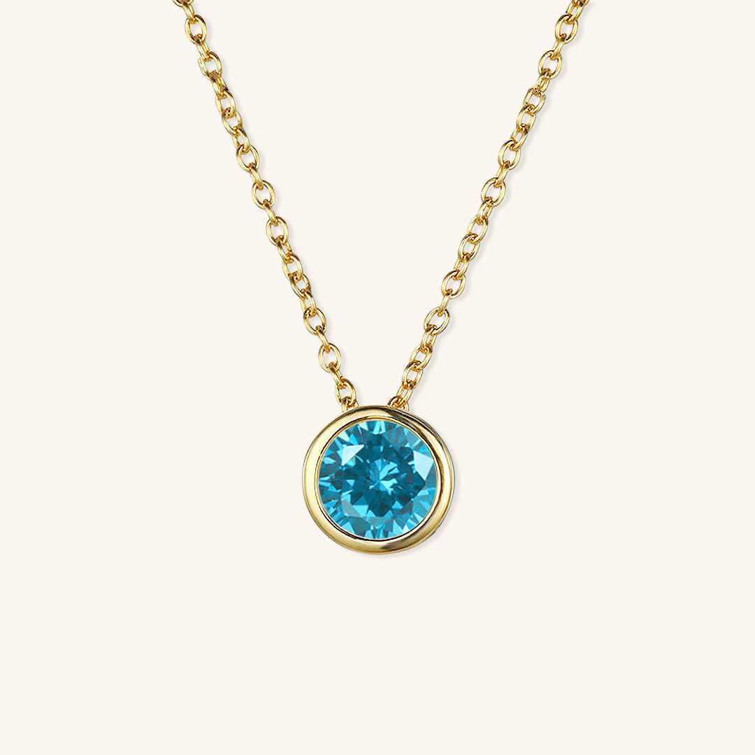 Birthstone Necklace | Gold Pendant with Sparkling Gemstone 24