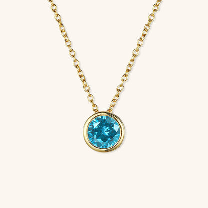 Birthstone Necklace | Gold Pendant with Sparkling Gemstone 24