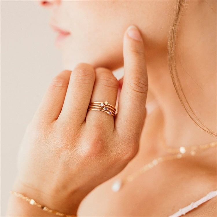 Birthstone Stacker Ring | Elegant 14k Gold-Plated Design 1