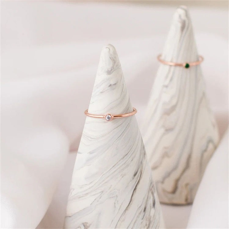 Birthstone Stacker Ring | Elegant 14k Gold-Plated Design 2