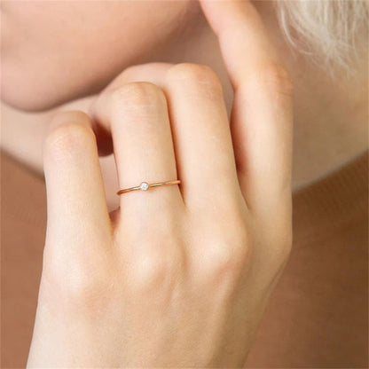Birthstone Stacker Ring | Elegant 14k Gold-Plated Design 3