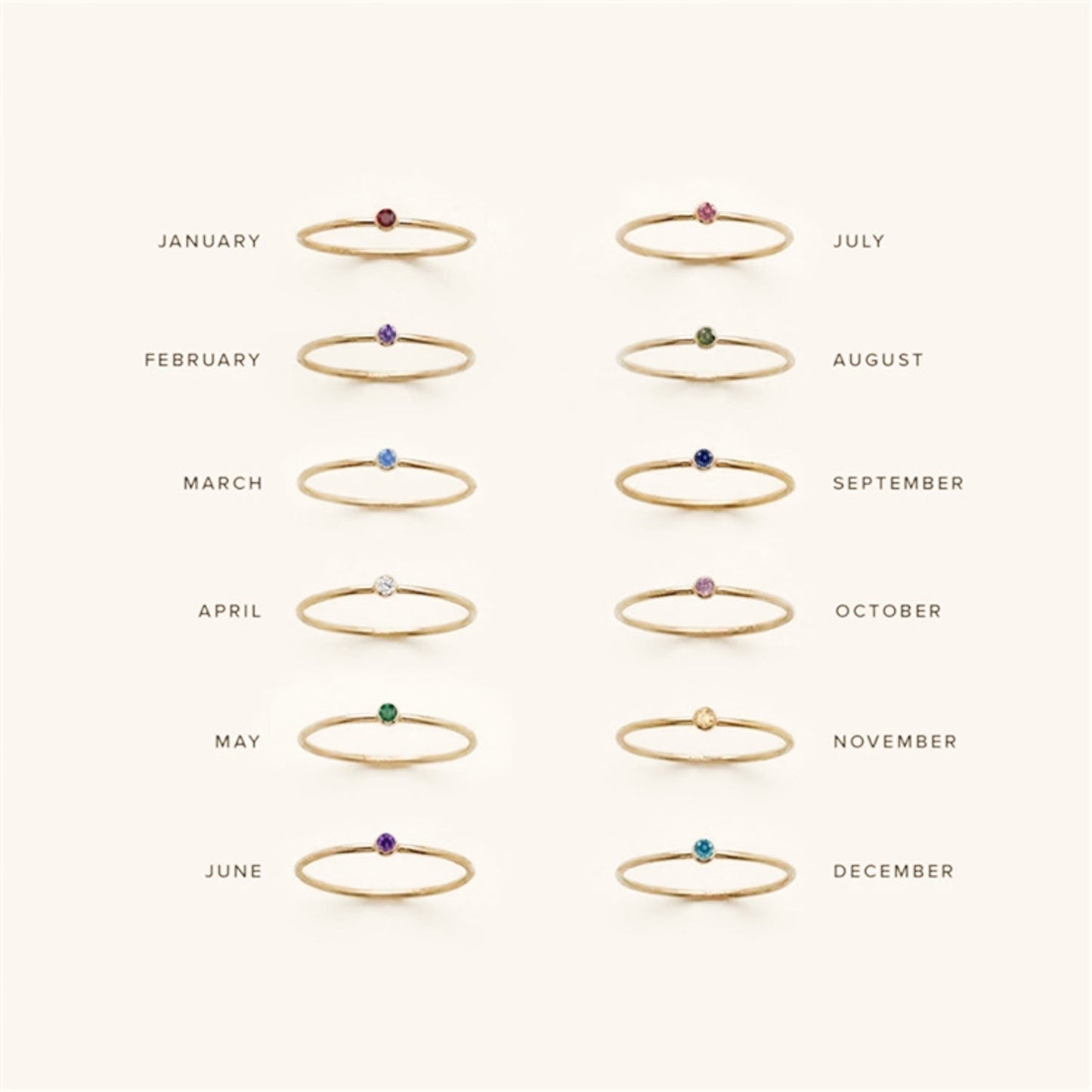 Birthstone Stacker Ring | Elegant 14k Gold-Plated Design 4