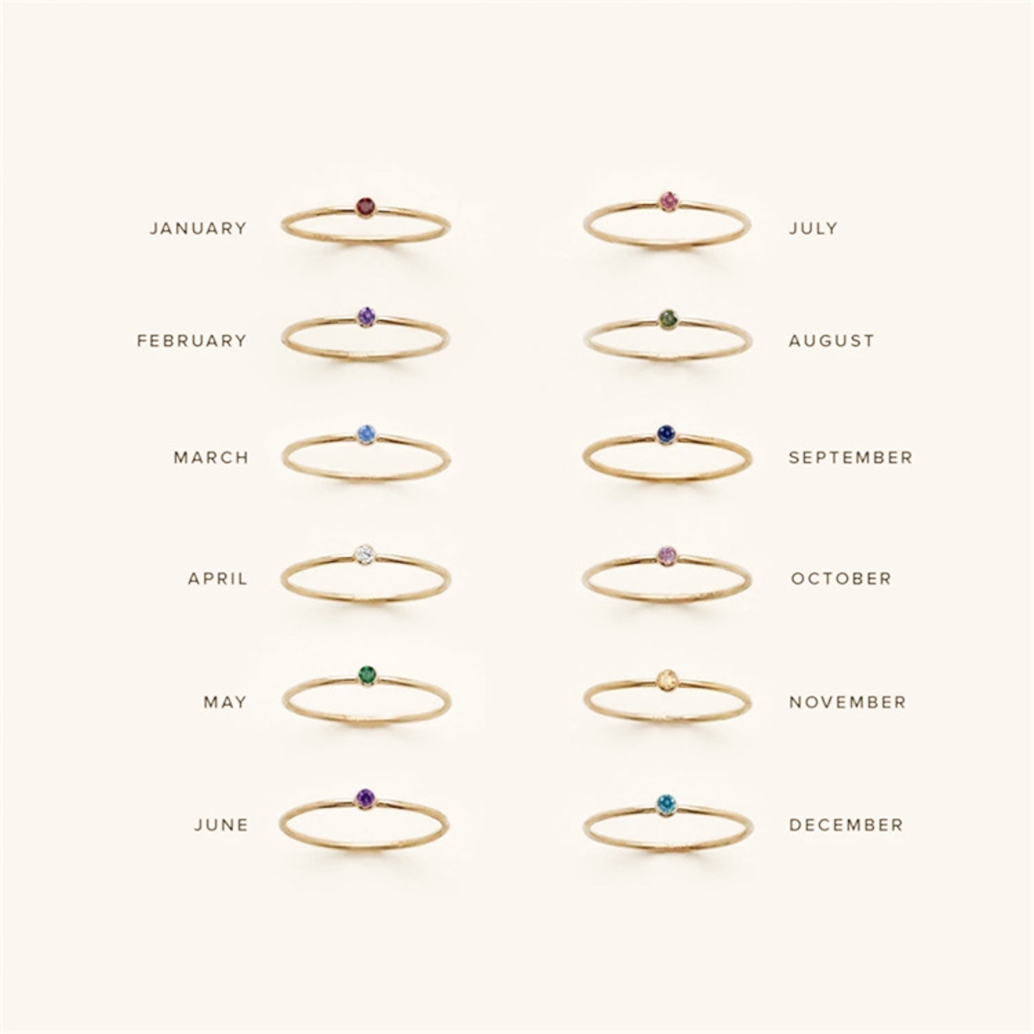 Birthstone Stacker Ring | Elegant 14k Gold-Plated Design 4