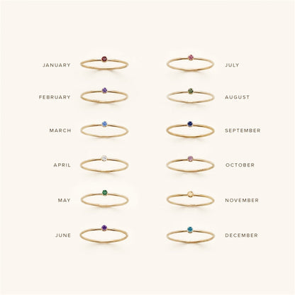 Birthstone Stacker Ring | Elegant 14k Gold-Plated Design 4
