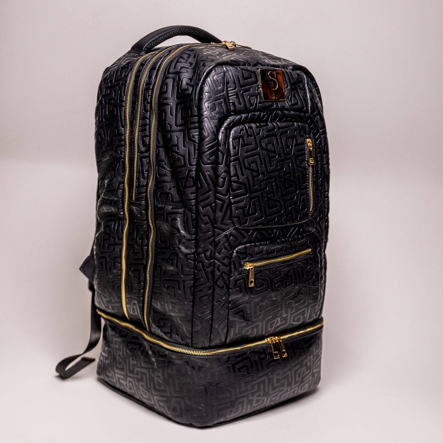 Zwarte monogram leren gepatenteerde handbagage rugzak (Slechts 150 gemaakt)