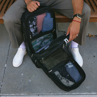 Zwarte leren XL Signature tas set (XL Signature rugzak en duffeltas)