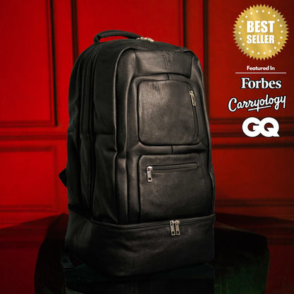 Zwarte leren XL Signature tas set (XL Signature rugzak en duffeltas)