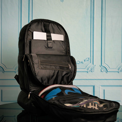 Zwarte leren XL Signature tas set (XL Signature rugzak en duffeltas)